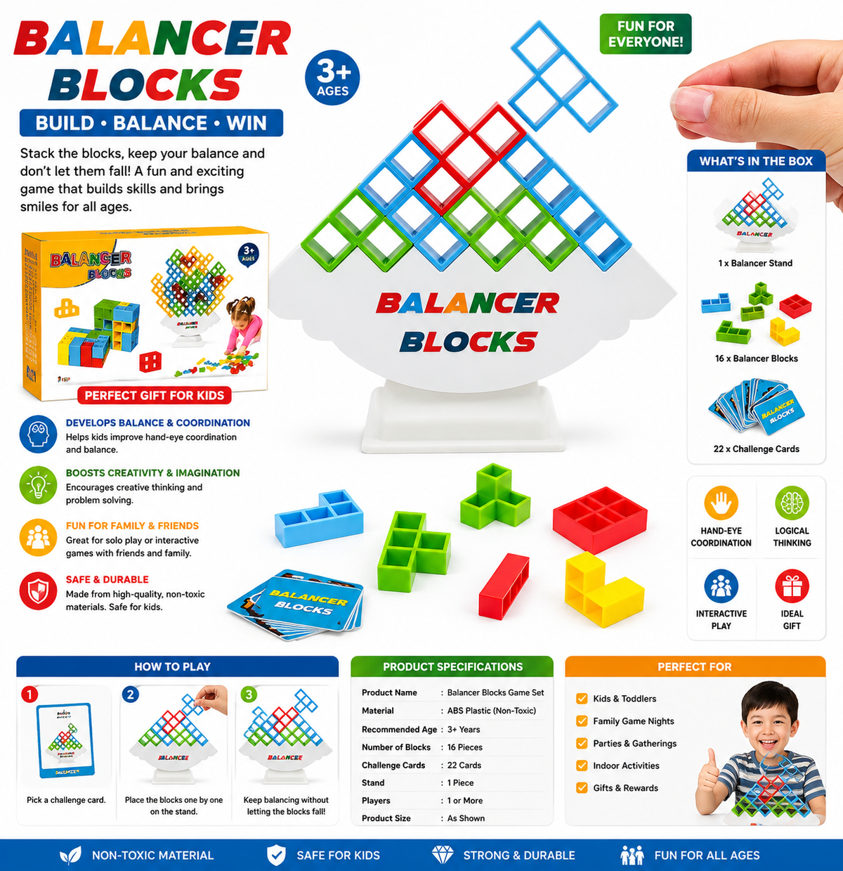 16-Piece Balance Stacking Game for Kids | Educational Family Toy – RIZQORA