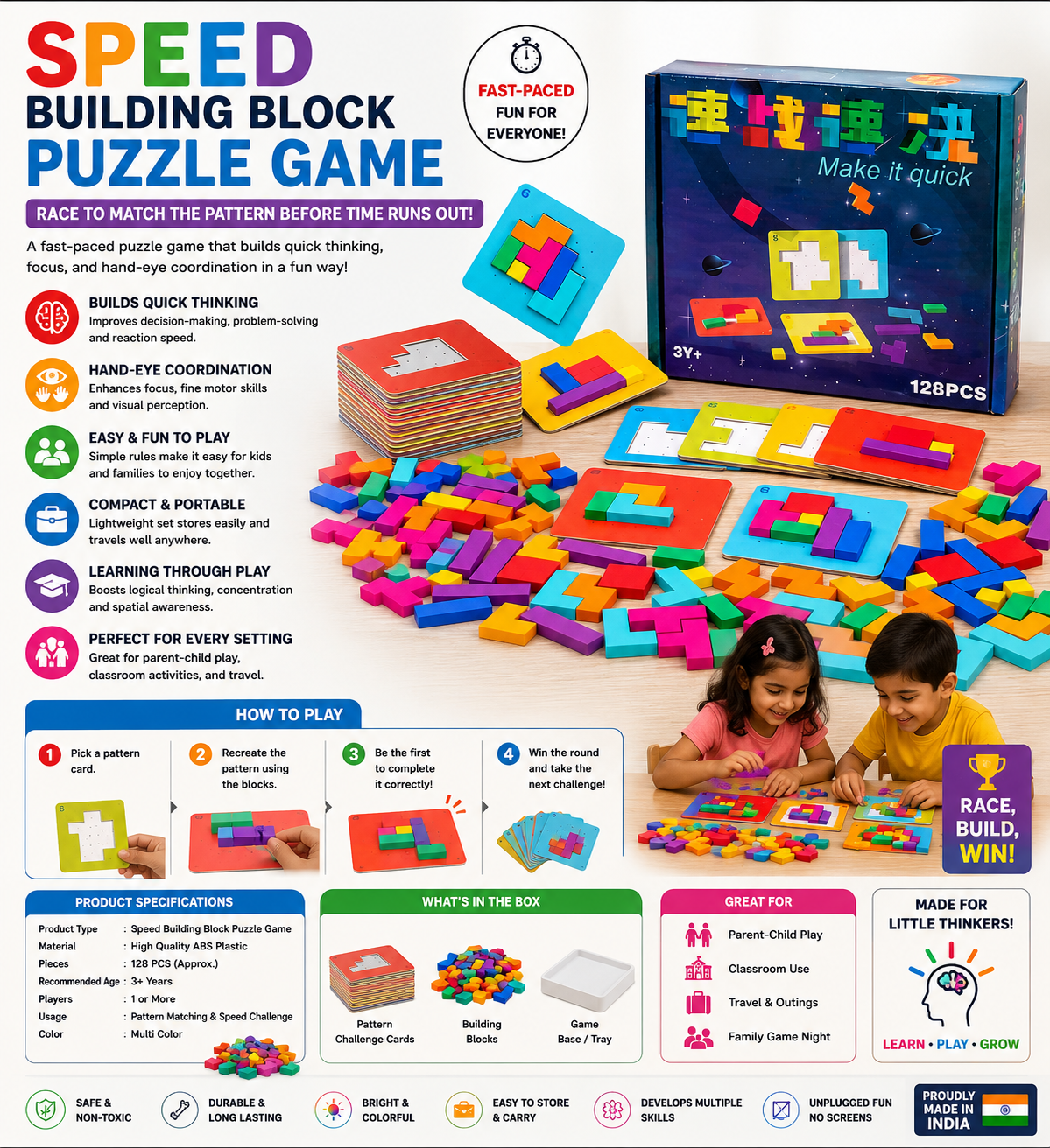 Quick-Match Building Block Puzzle Game for Kids