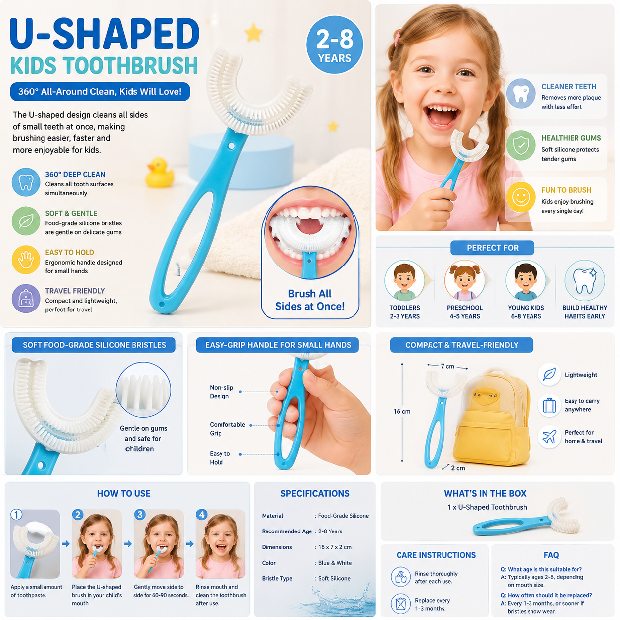 Kids U-Shaped Soft Silicone Toothbrush