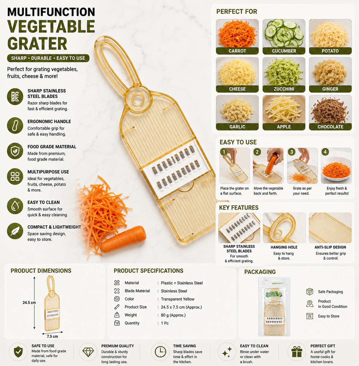 Handheld Manual Vegetable Cutter & Slicer | Sharp Fruit & Vegetable Kitchen Tool